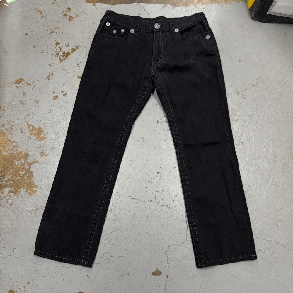 True Religion‎ Ricky Super T Men's Black Straight Leg Jeans 38 x 32 Made in USA